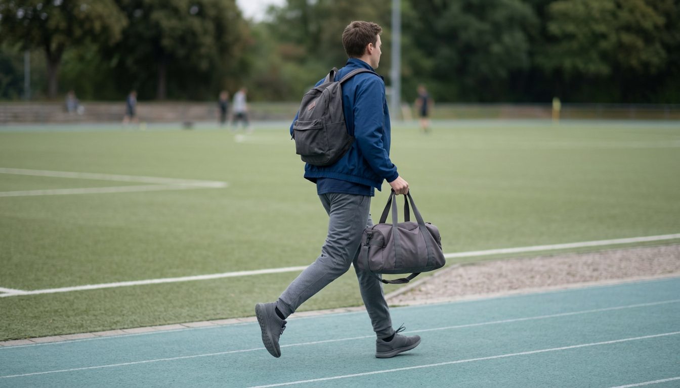 KI-generiertes Symbolbild: Studierende joggt über das Sportfeld, Thema Sporteignungstest Siegen