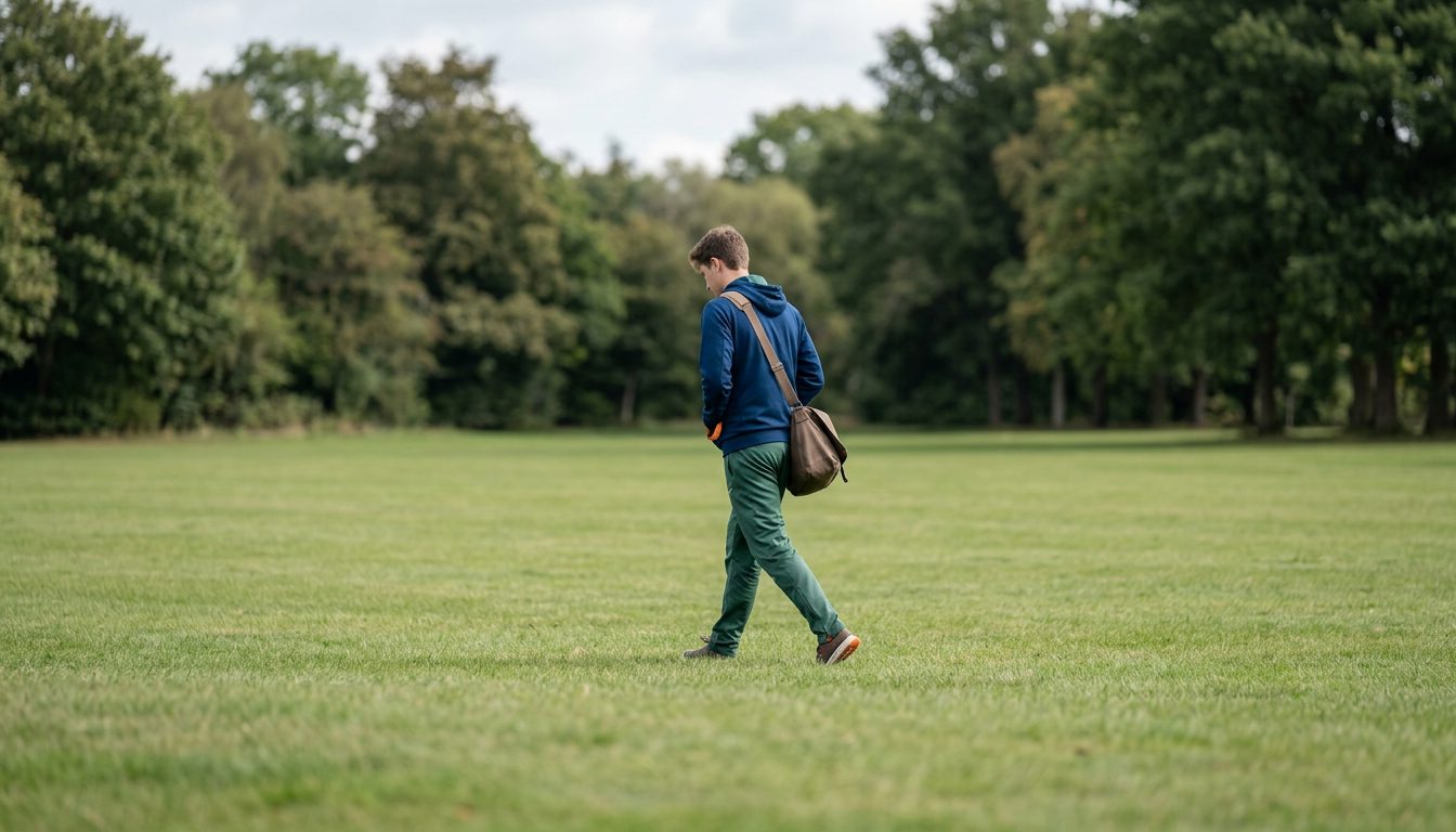 KI-generiertes Symbolbild: Studierende allein auf der Campuswiese, Thema Sporteignungstest Trier