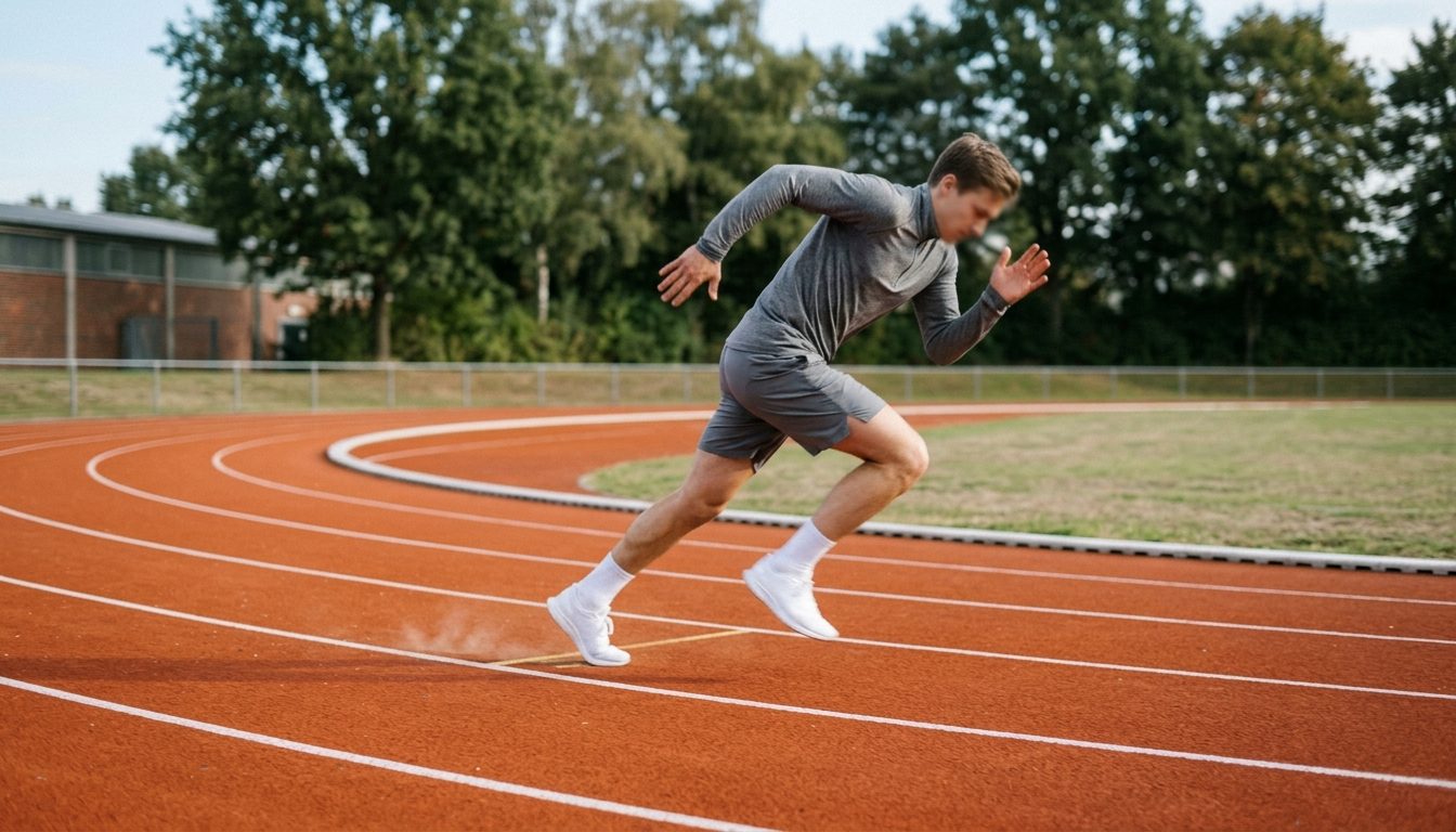 KI-generiertes Symbolbild: Athlet im Bogen über die Hochsprunglatte, Thema Sporteignungstest Tübingen