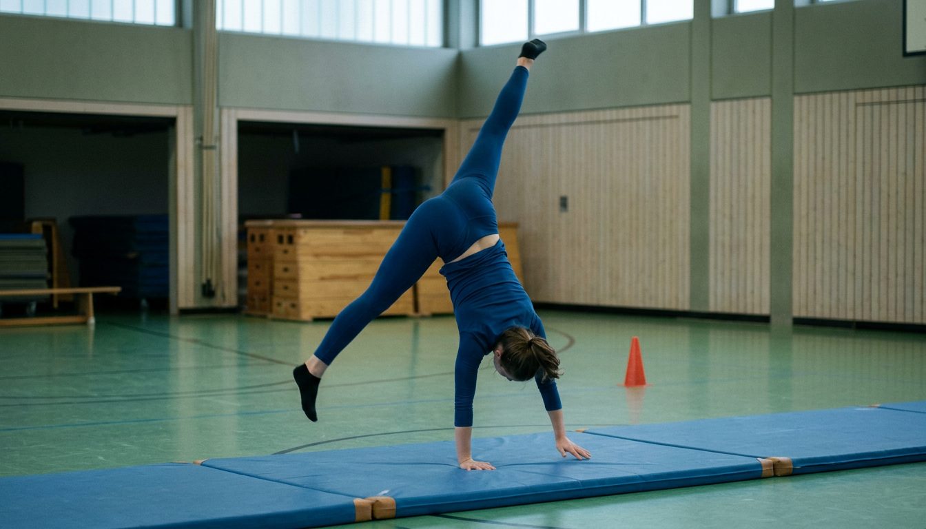 KI-generiertes Symbolbild: Sprinterin im Antritt aus dem Tiefstart, Thema Sporteignungstest Kiel