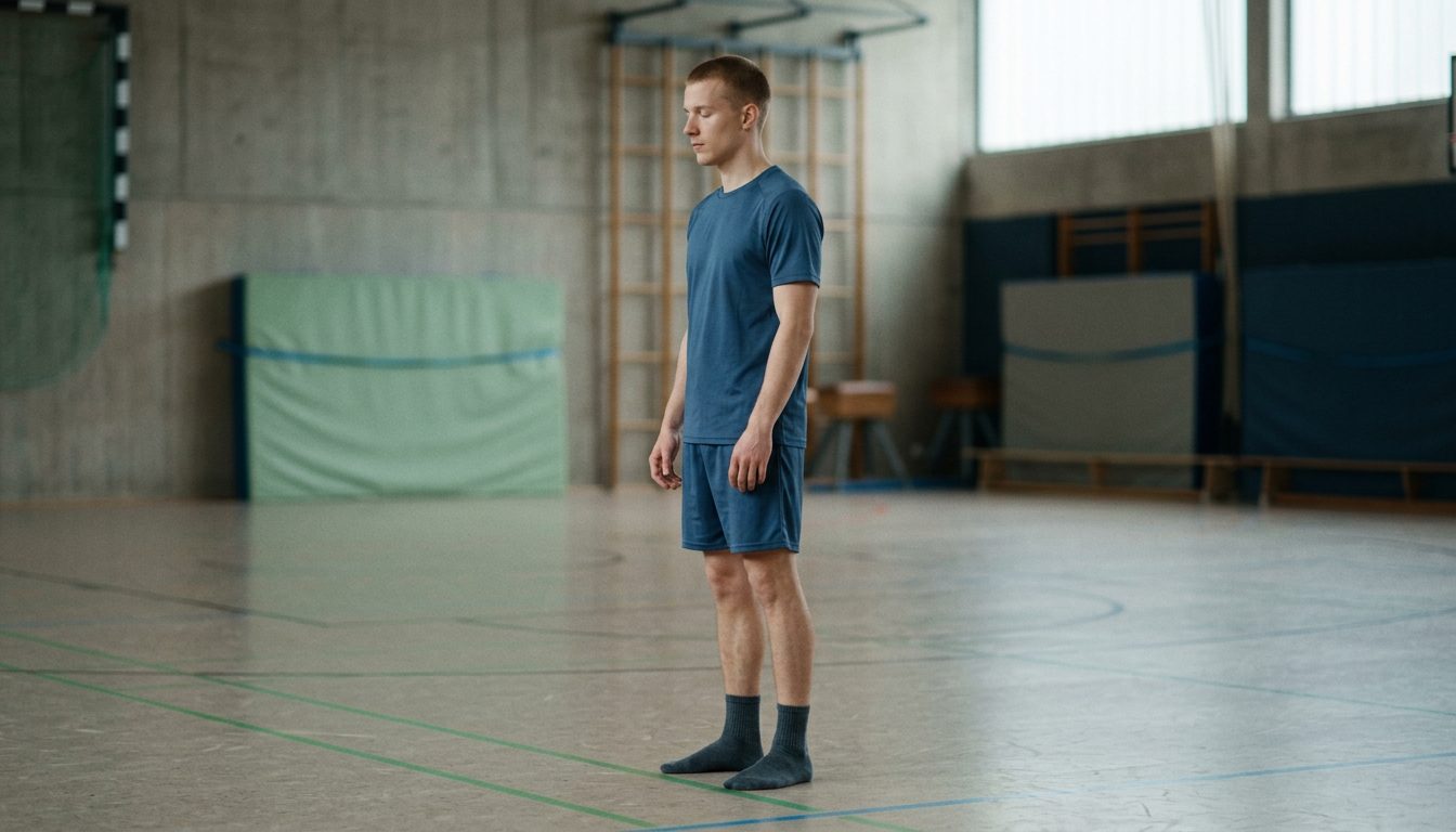 KI-generiertes Symbolbild: Athlet konzentriert sich ruhig vor dem Start, Thema Sportpsychologie